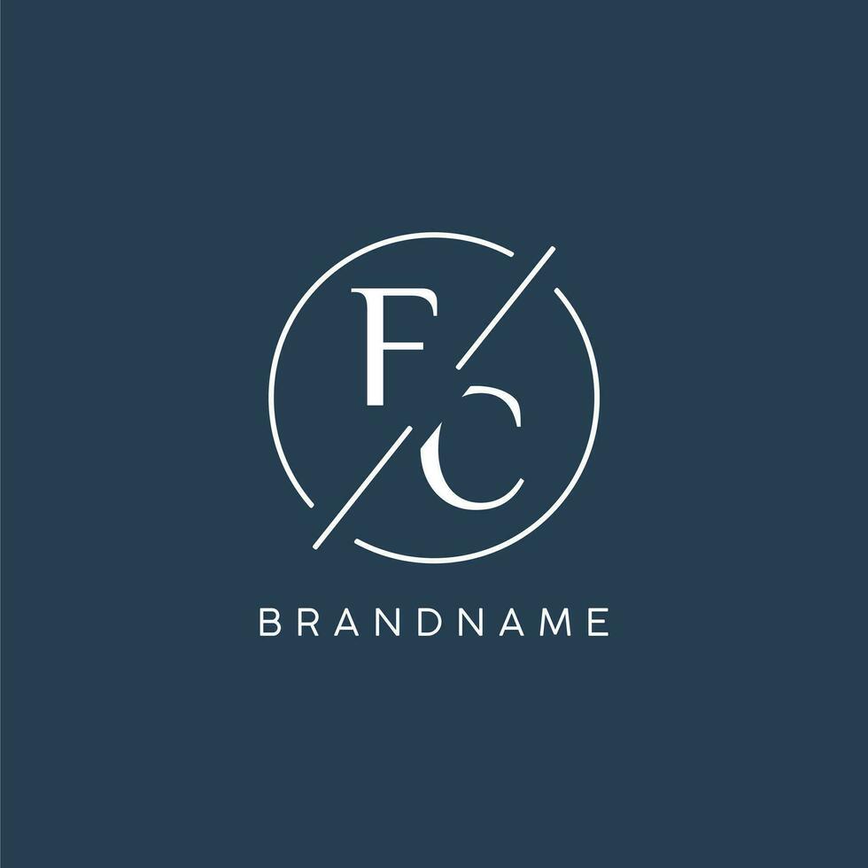 Initial letter FC logo monogram with circle line style vector