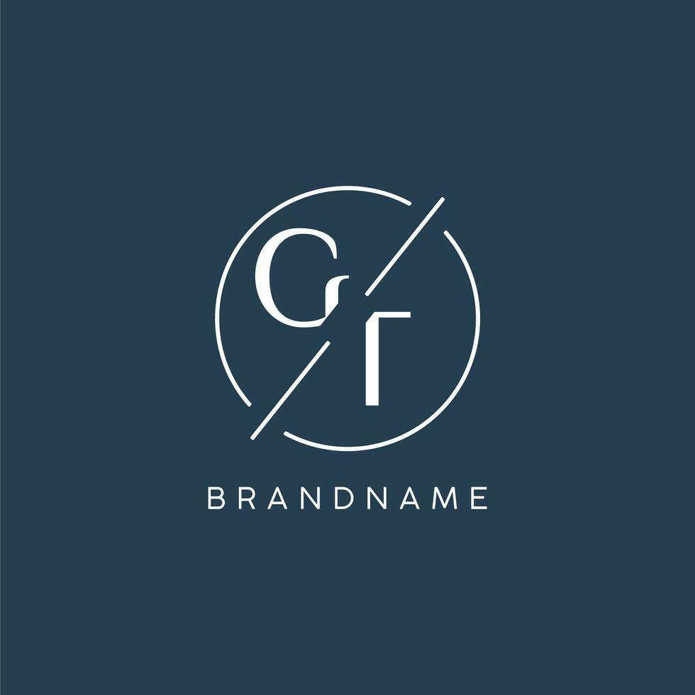 Initial letter GT logo monogram with circle line style vector