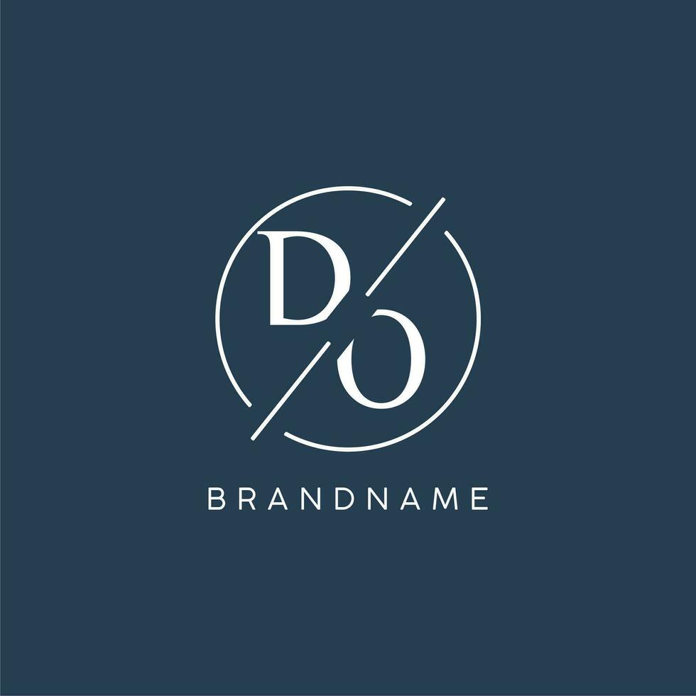 Initial letter DO logo monogram with circle line style vector