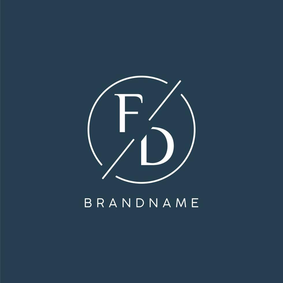 Initial letter FD logo monogram with circle line style vector