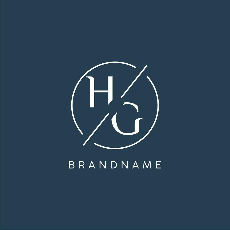 Initial letter HG logo monogram with circle line style vector