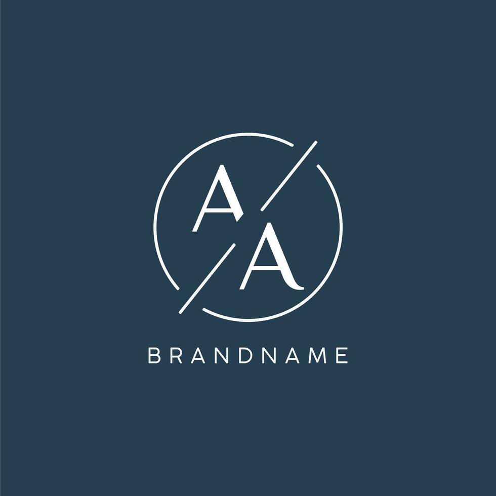 Initial letter AA logo monogram with circle line style vector