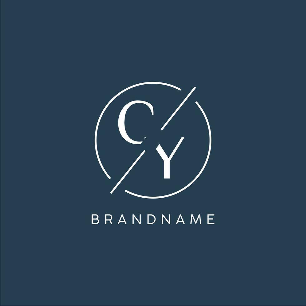 Initial letter CY logo monogram with circle line style vector