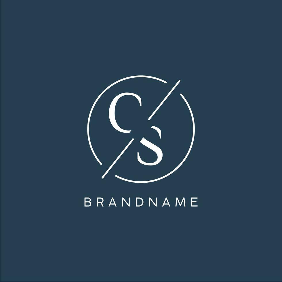 Initial letter CS logo monogram with circle line style vector