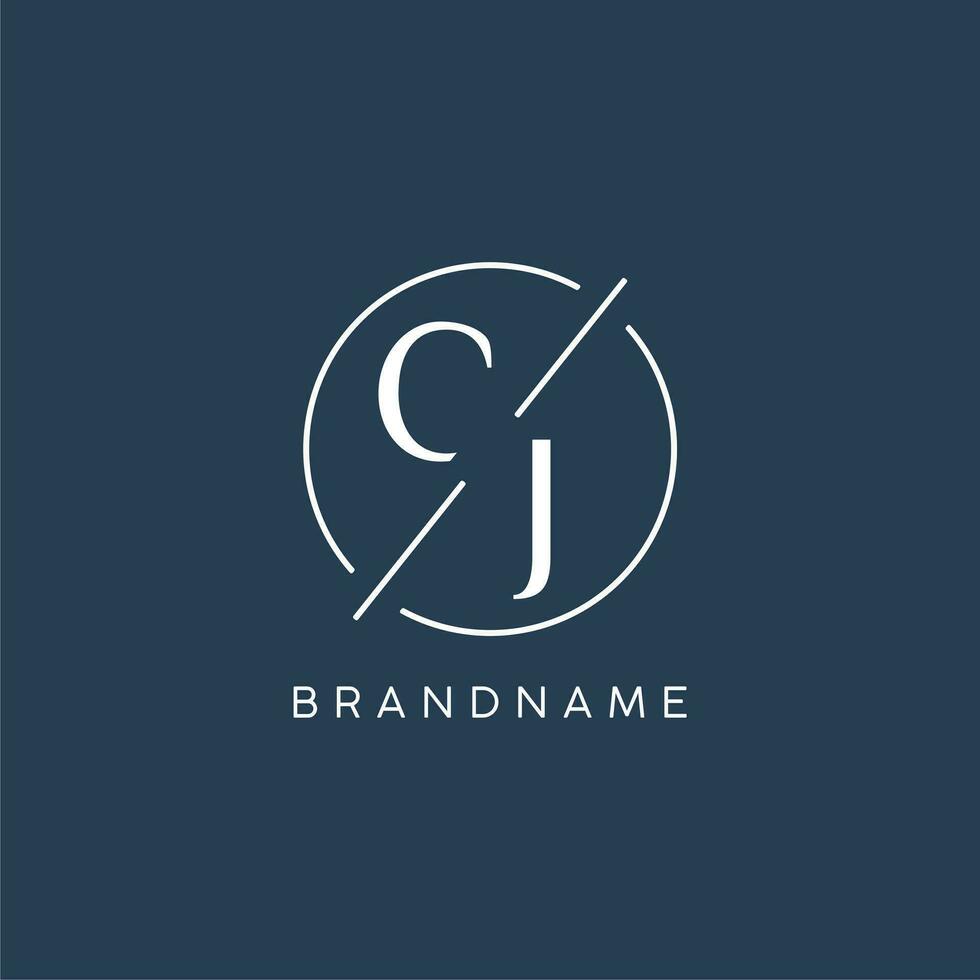 Initial letter CJ logo monogram with circle line style vector