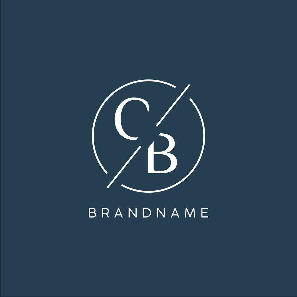 Initial letter CB logo monogram with circle line style vector