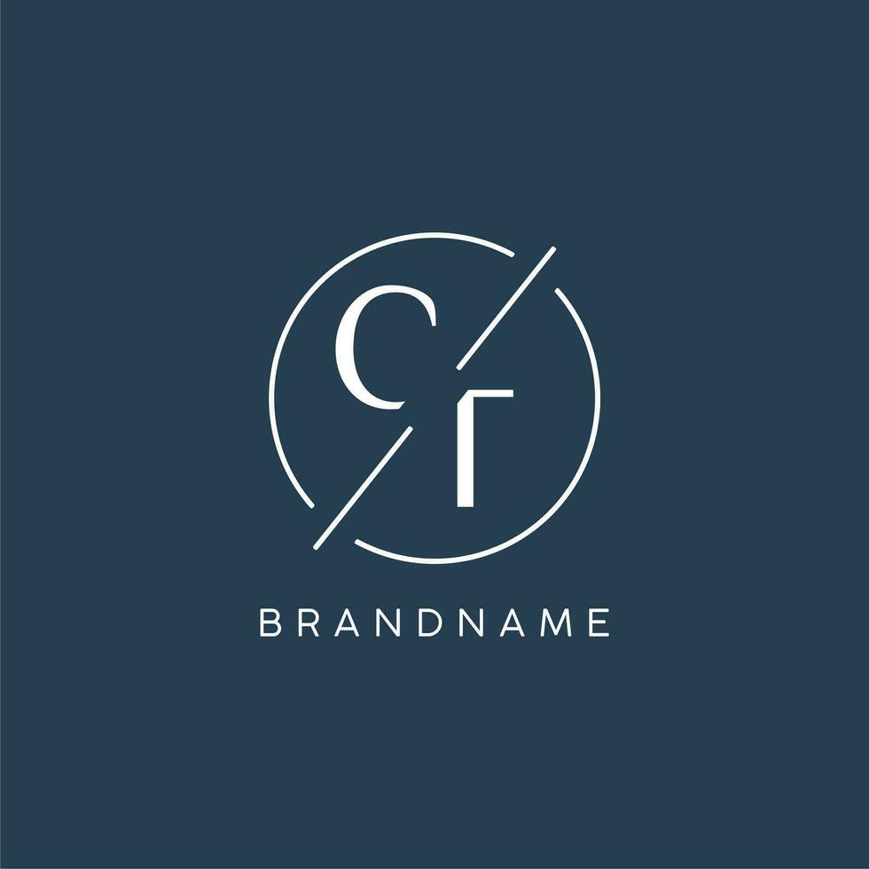 Initial letter CT logo monogram with circle line style vector