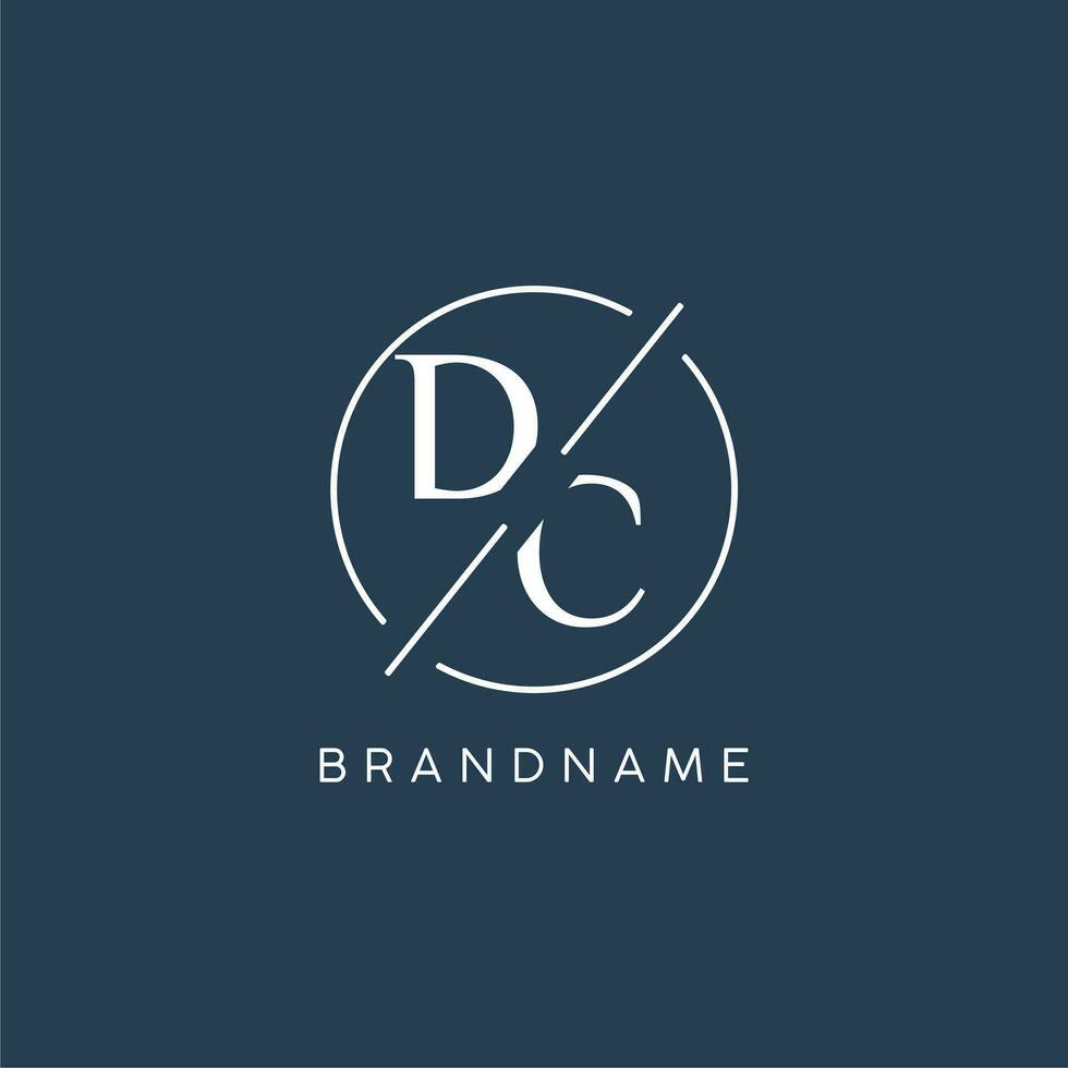 Initial letter DC logo monogram with circle line style vector