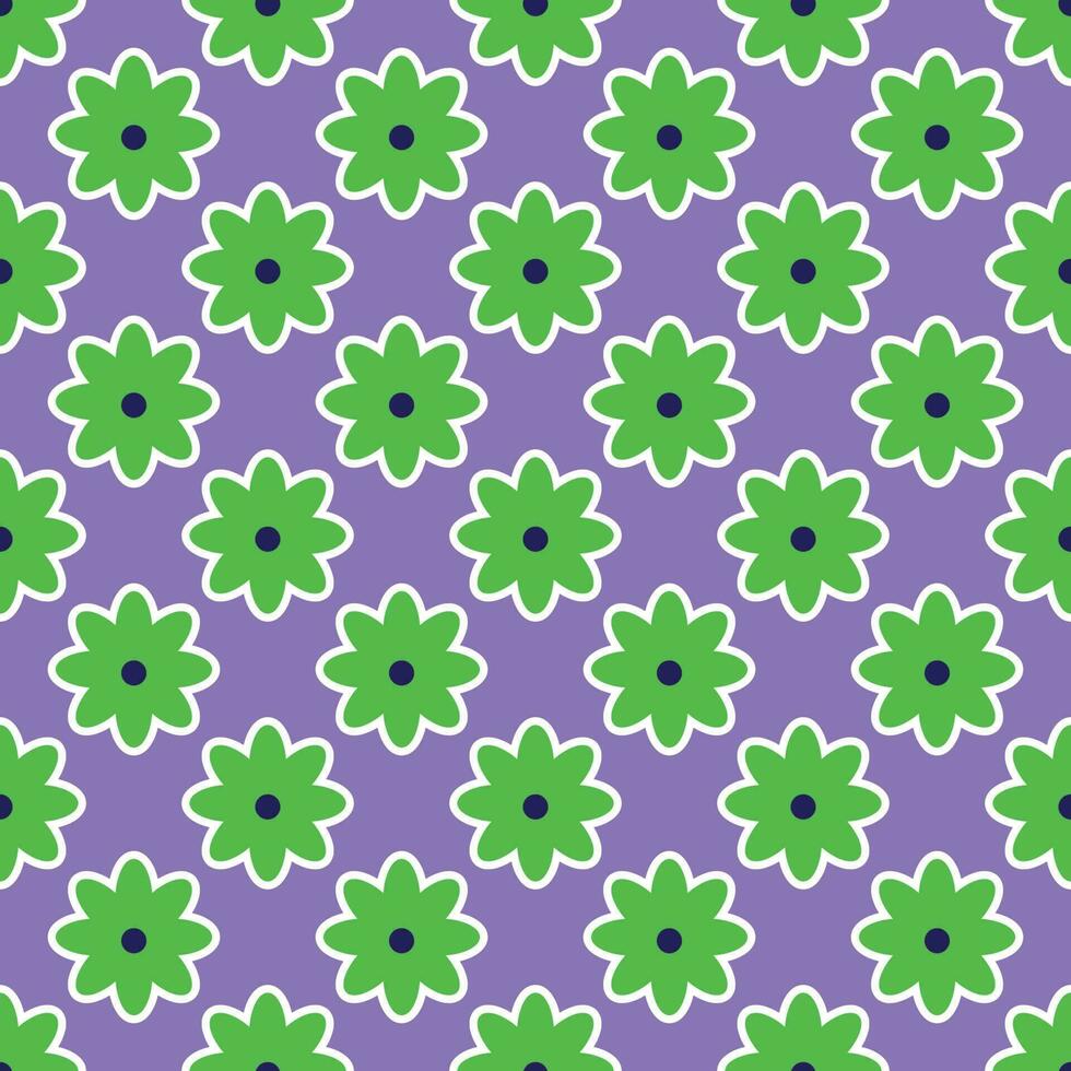 Y2K floral pattern. Funny funky retro flowers background vector