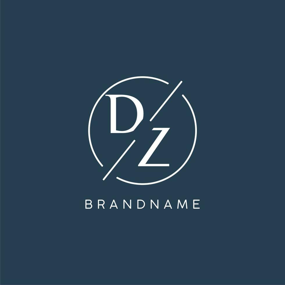 Initial letter DZ logo monogram with circle line style vector