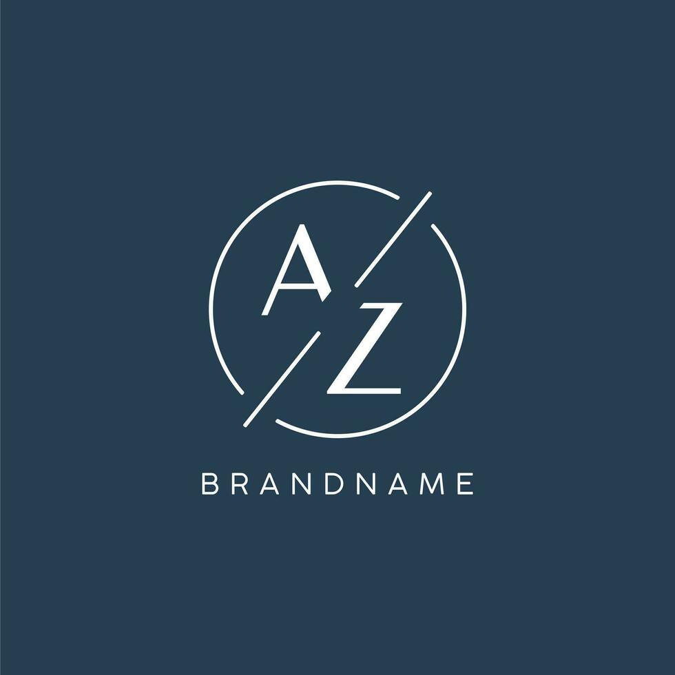 Initial letter AZ logo monogram with circle line style vector