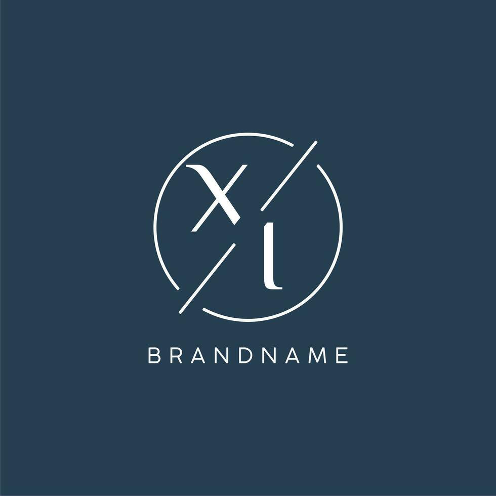 Initial letter XI logo monogram with circle line style vector