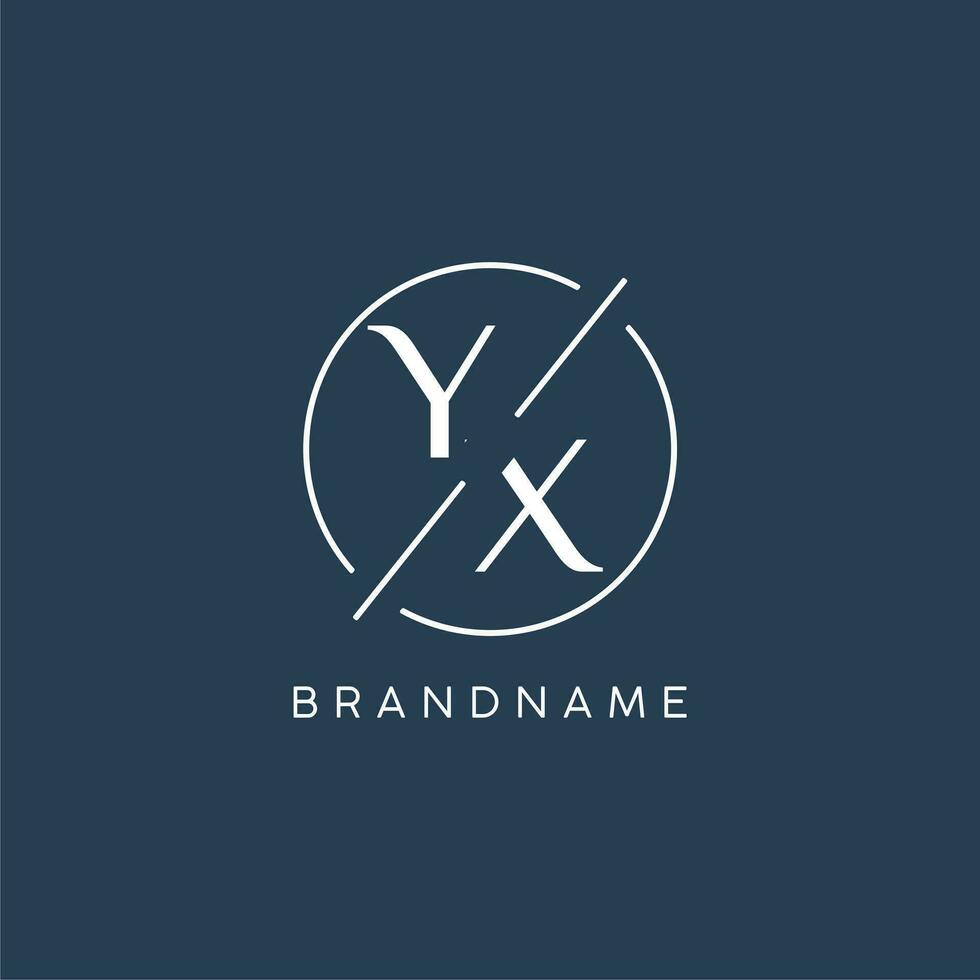 Initial letter YX logo monogram with circle line style vector