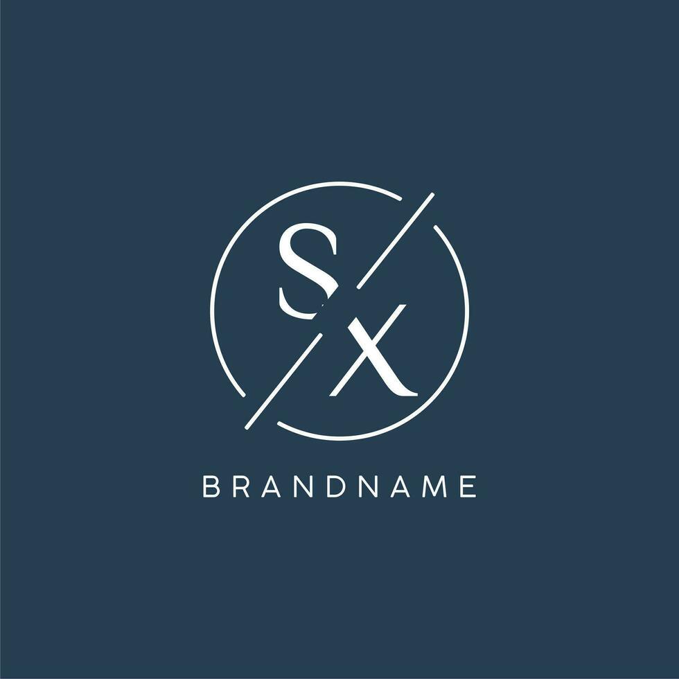 Initial letter SX logo monogram with circle line style vector