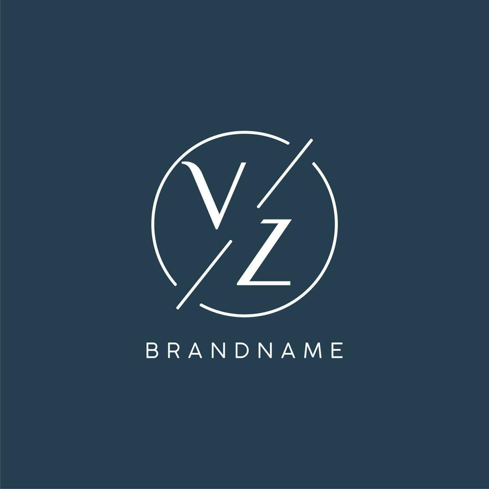 Initial letter VZ logo monogram with circle line style vector