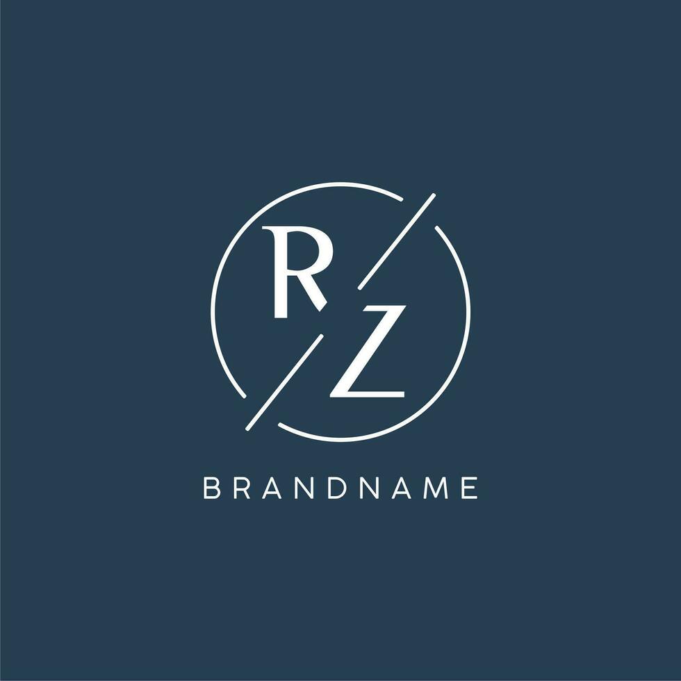 inicial letra rz logo monograma con circulo línea estilo vector