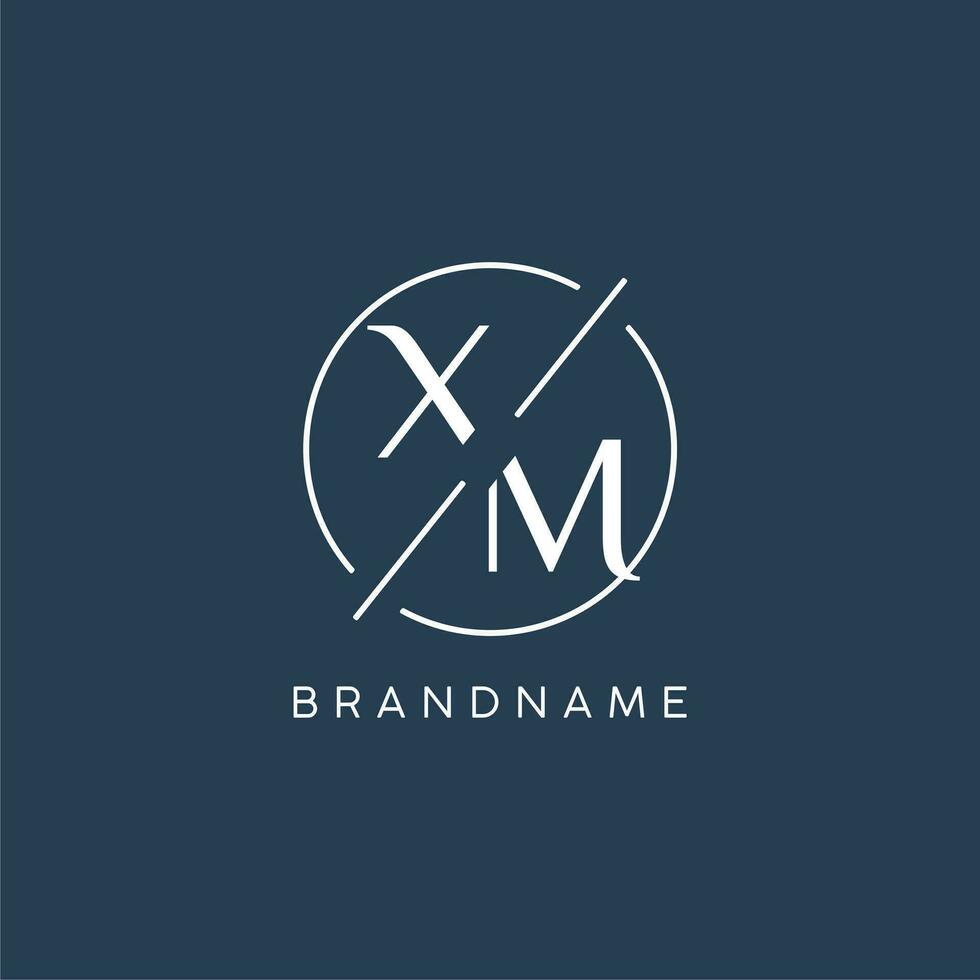 Initial letter XM logo monogram with circle line style vector