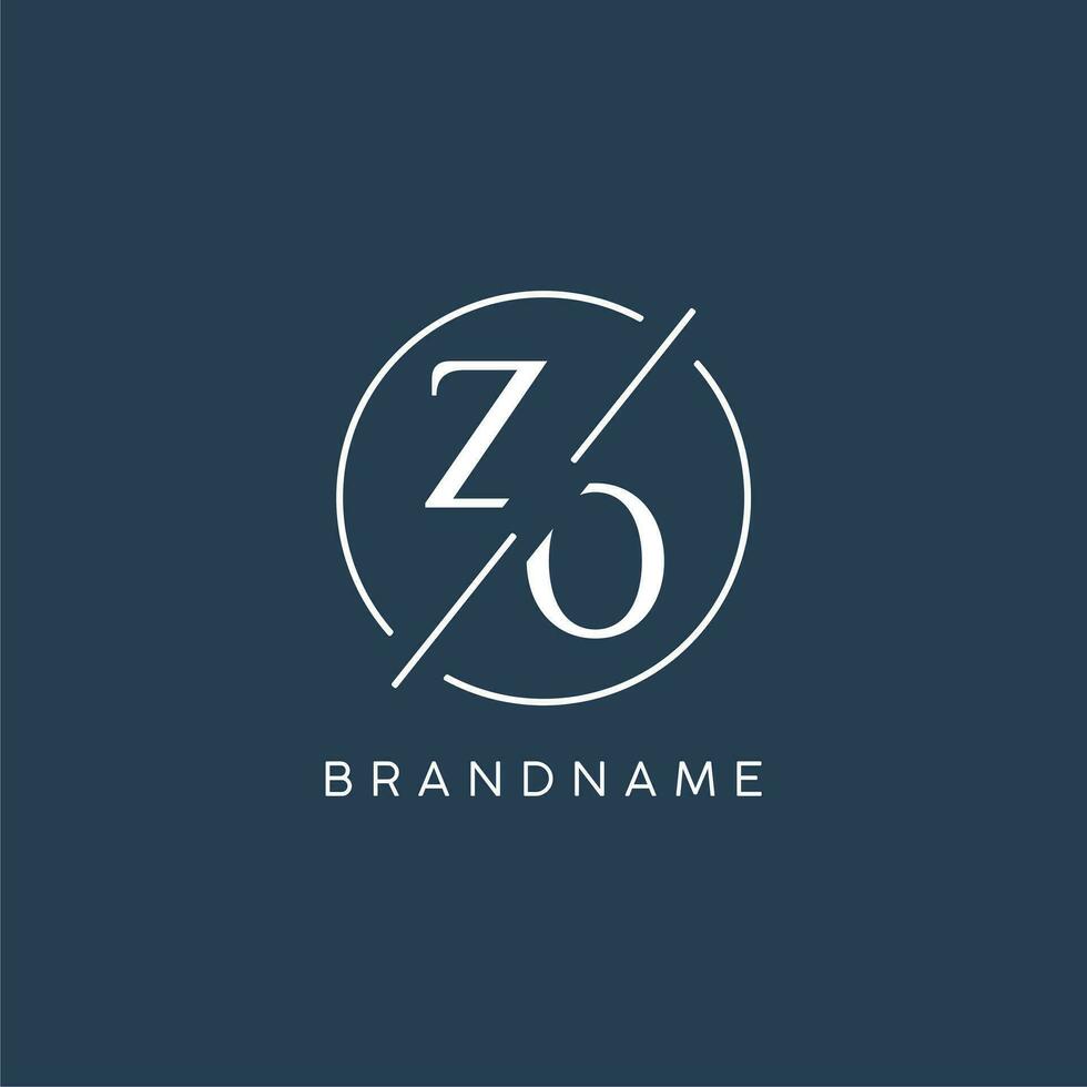 Initial letter ZO logo monogram with circle line style vector