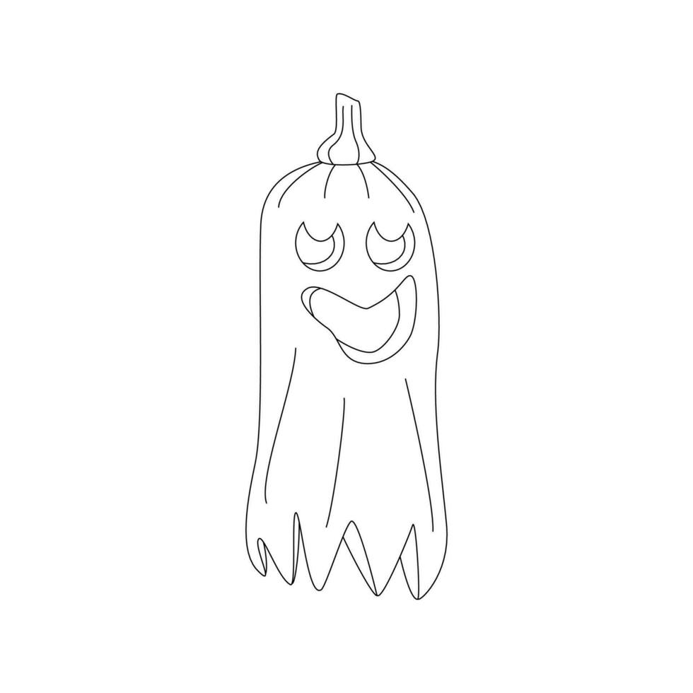 Halloween pumpkins, autumn holiday. A pumpkin with a carved smile. Ghost pumpkin. Line art. vector