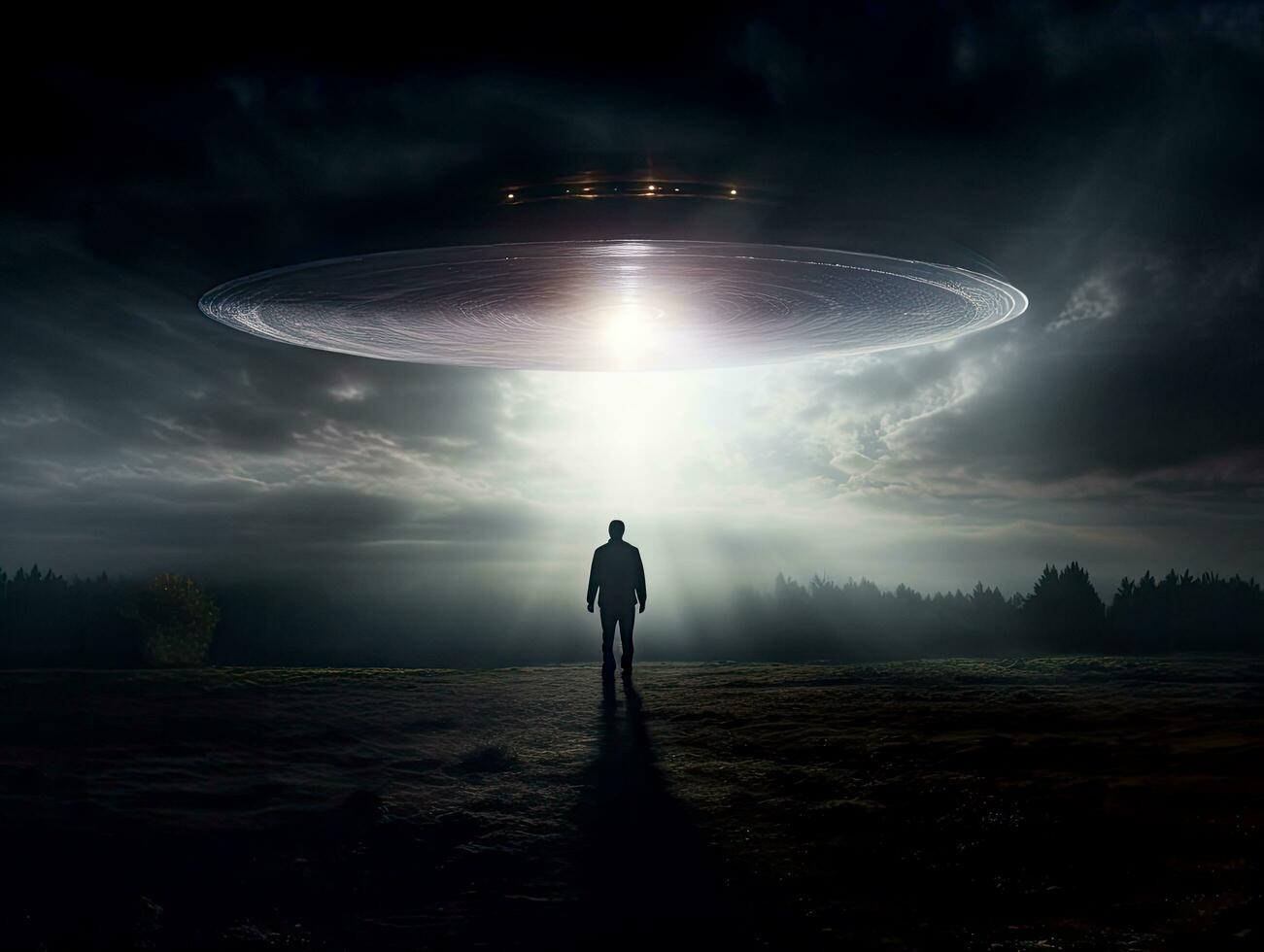 UFO hovering in the sky above a person photo