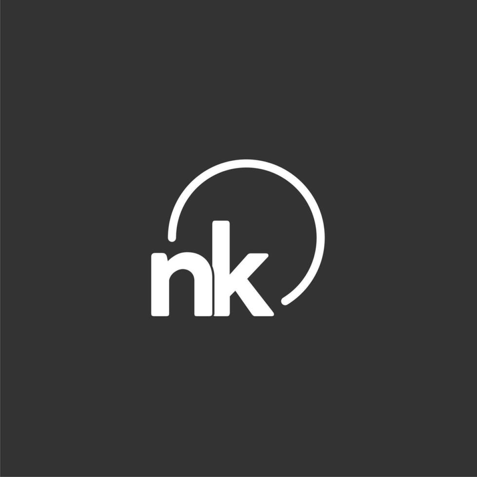 NK initial logo with rounded circle vector