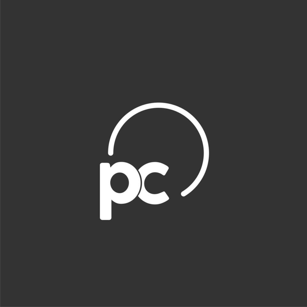 PC initial logo with rounded circle vector