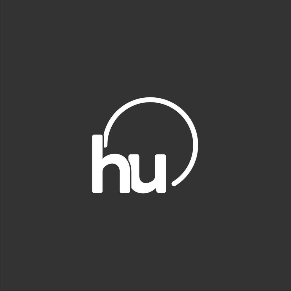 hu inicial logo con redondeado circulo vector