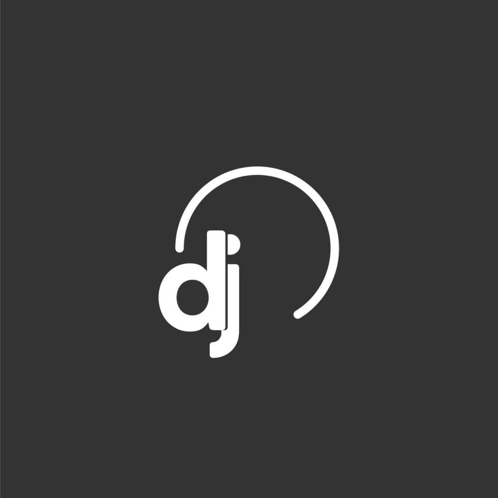 DJ inicial logo con redondeado circulo vector