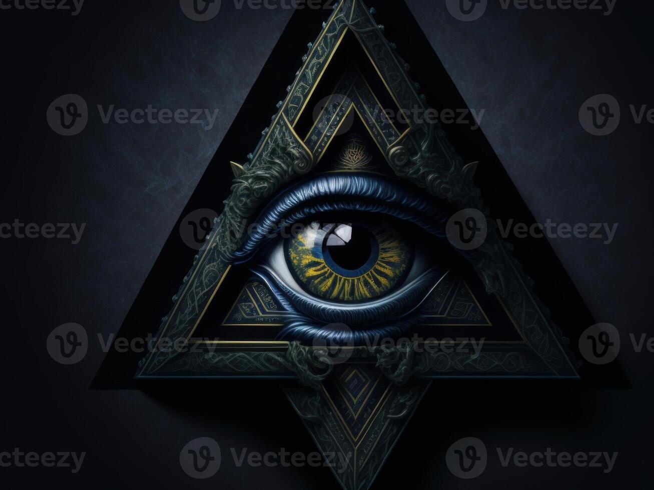 All Seeing Eye in triangle, AI generated photo