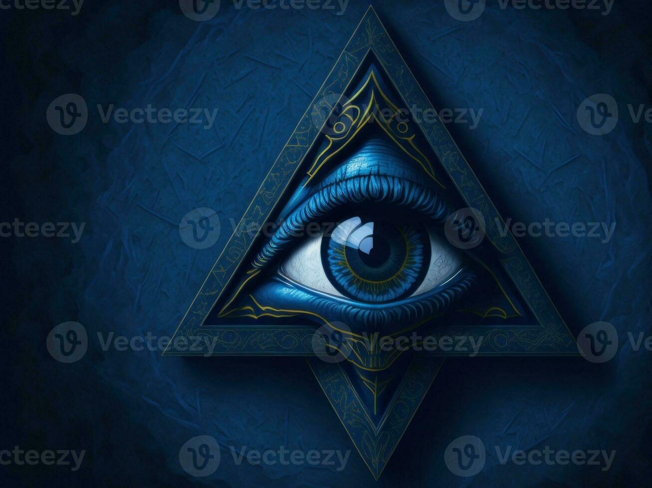 All Seeing Eye in triangle, AI generated photo