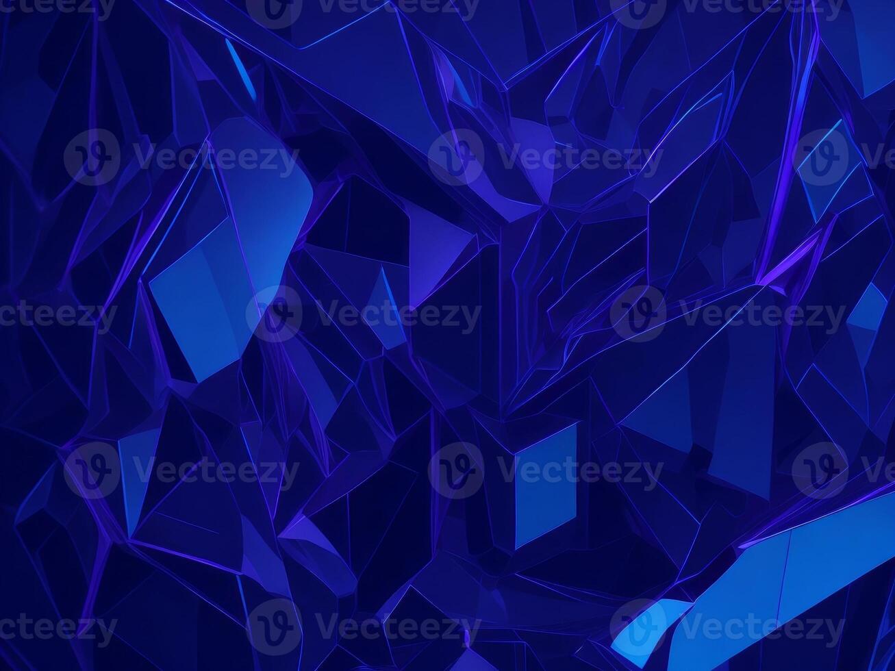 Abstract blue geometric background, AI generated photo