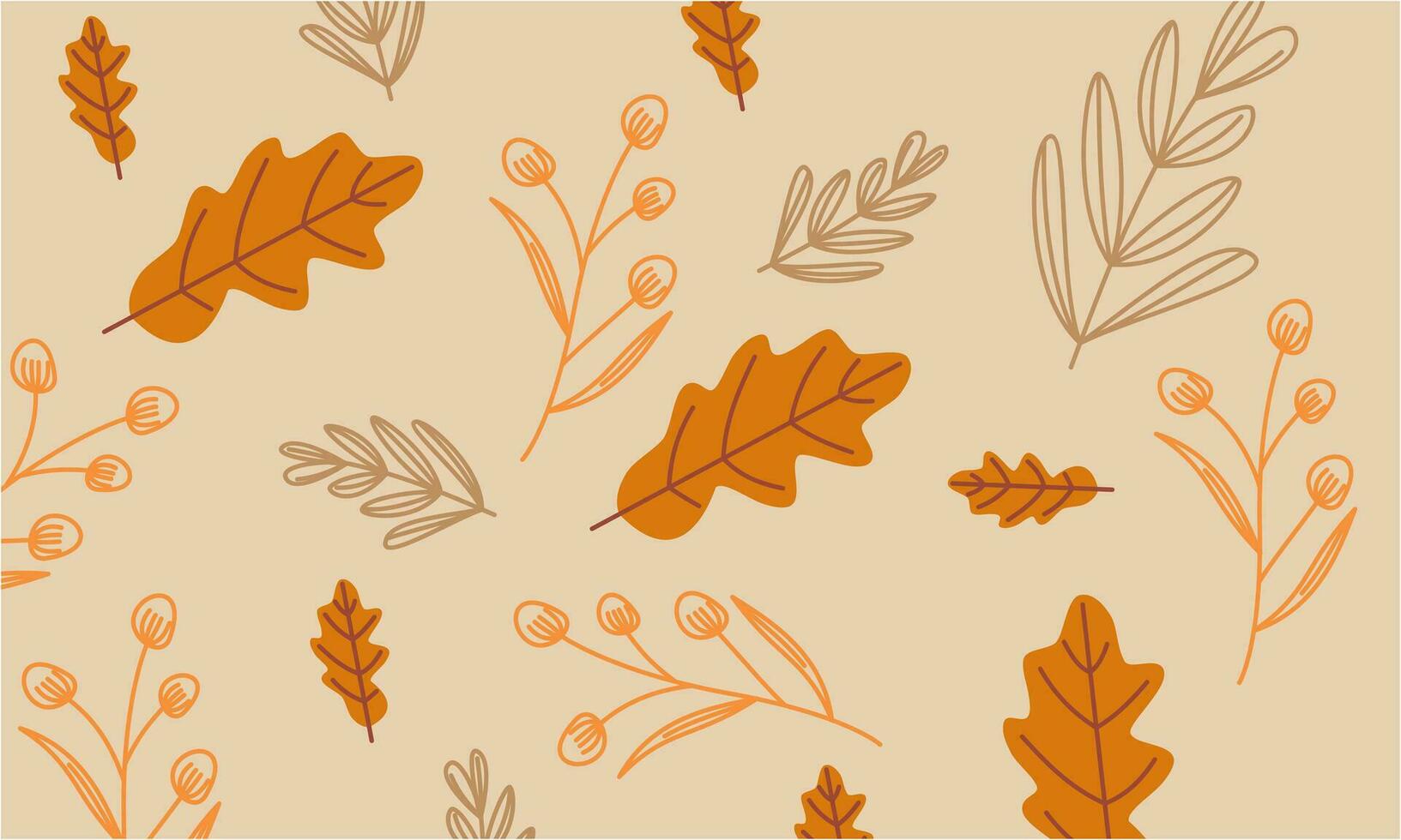 Hand drawn autumn leaves background logo vector