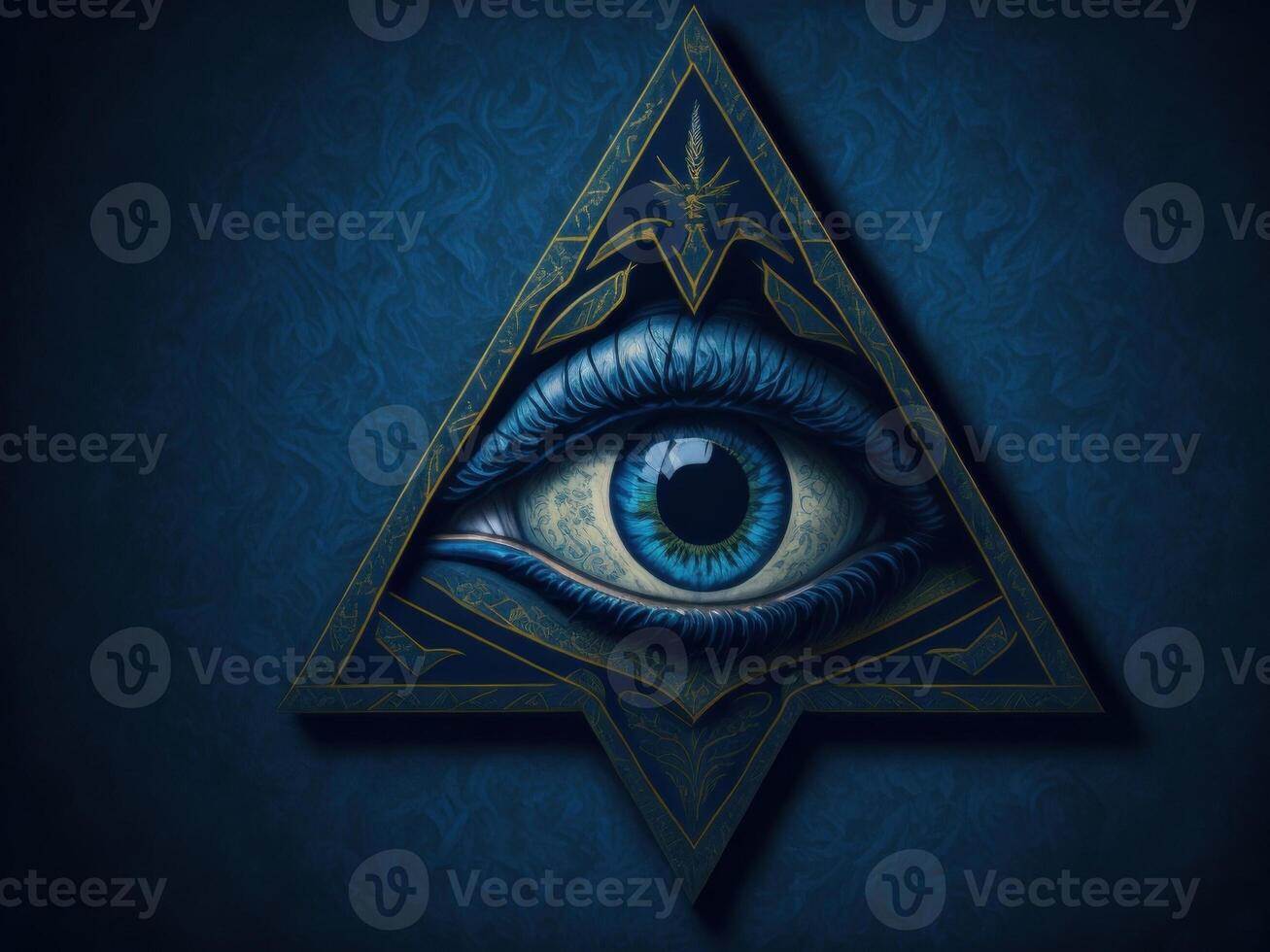 All Seeing Eye in triangle, AI generated photo