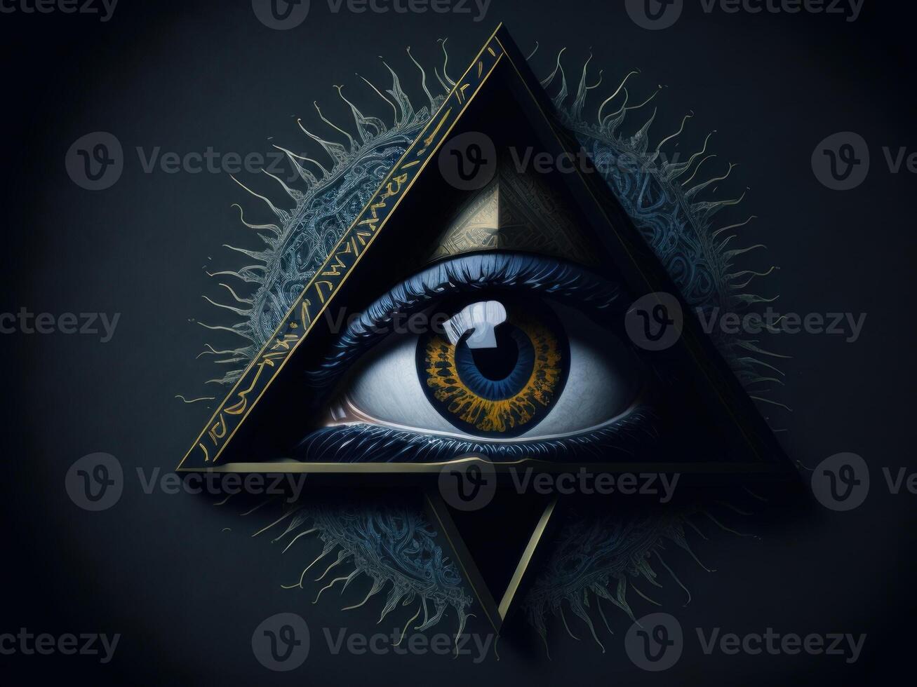 All Seeing Eye in triangle, AI generated photo