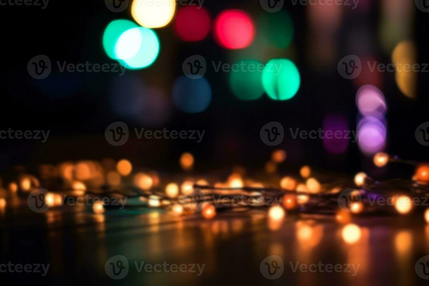 Abstract night light of cityscape bokeh. Blur urban city street road with LED light and lighting bokeh for background. photo