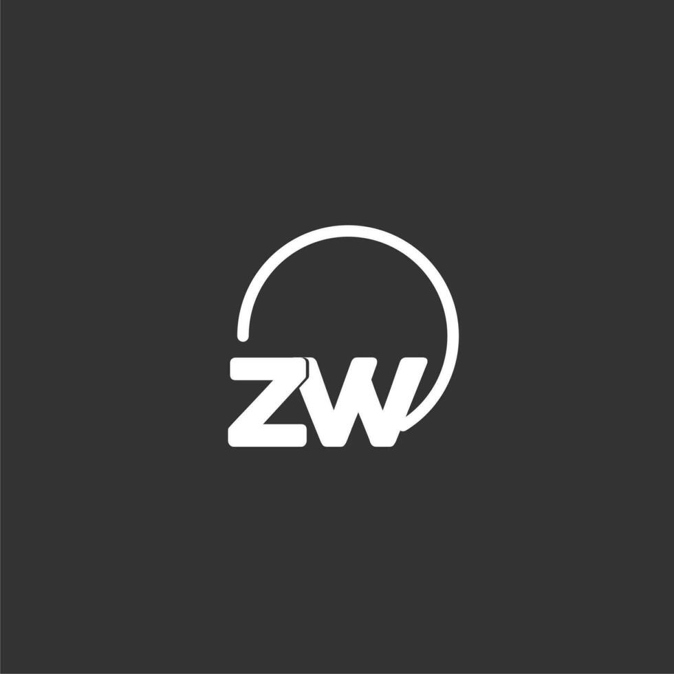 zw inicial logo con redondeado circulo vector