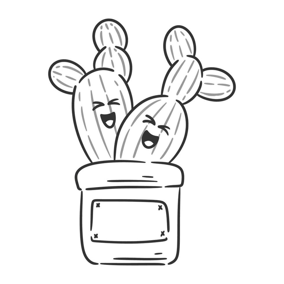 linda gemoy cactus tiene un riendo facial expresión para colorante vector