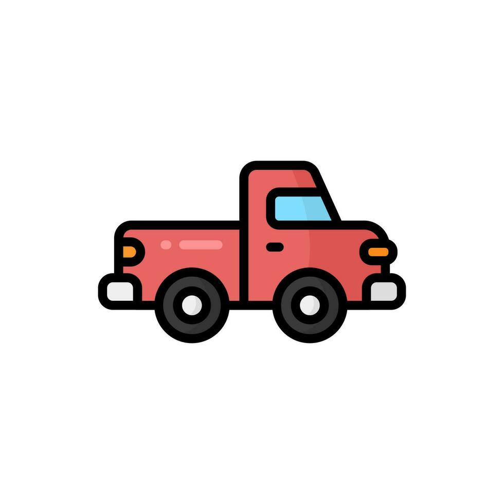 Simple Pickup Truck lineal color icon. The icon can be used for websites, print templates, presentation templates, illustrations, etc vector