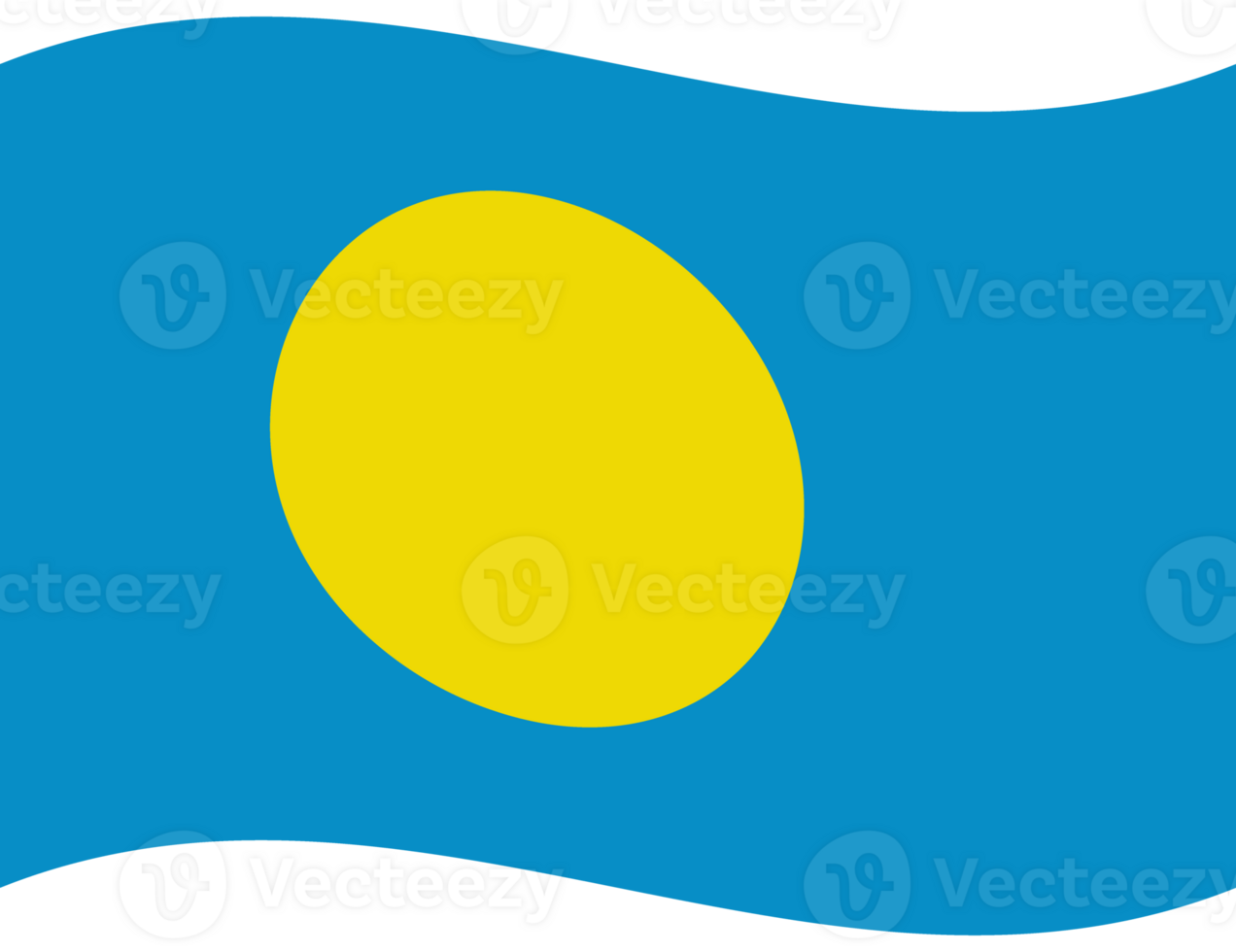 Palau flag in shape. Flag of Palau. Palau flag wave png