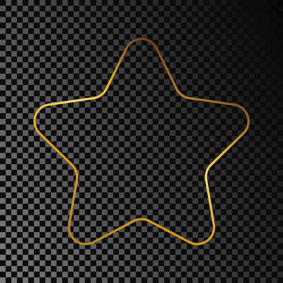 Gold glowing rounded star shape frame vector