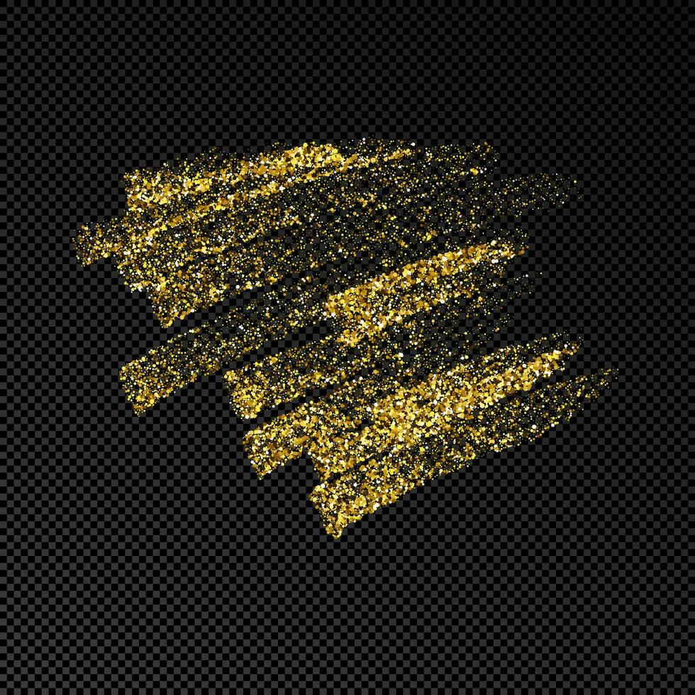 Hand drawn ink spot in gold glitter. Gold ink spot with sparkles isolated on dark vector