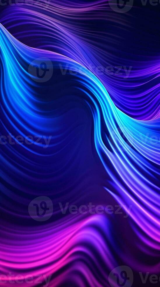 Abstract neon background waves glowing in ultraviolet spectrum. Social media stories template. AI Generative photo