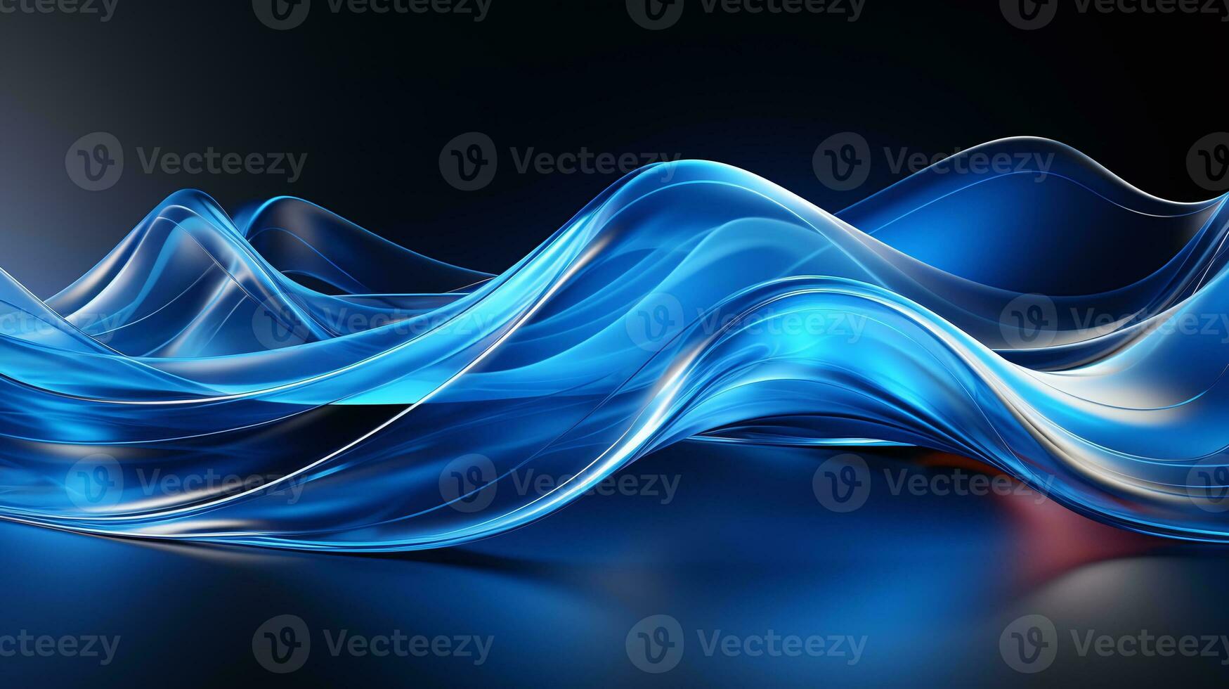 Abstract wavy blue background, 3d wallpaper. AI Generative photo