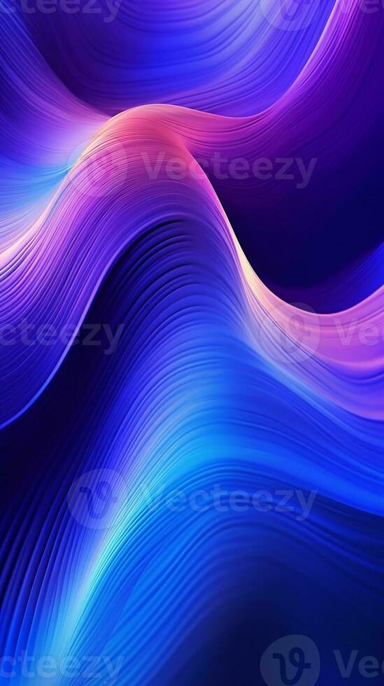 Abstract neon background waves glowing in ultraviolet spectrum. Social media stories template. AI Generative photo