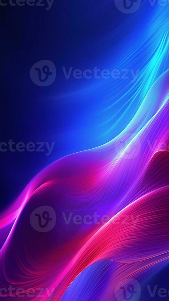 Abstract neon background waves glowing in ultraviolet spectrum. Social media stories template. AI Generative photo