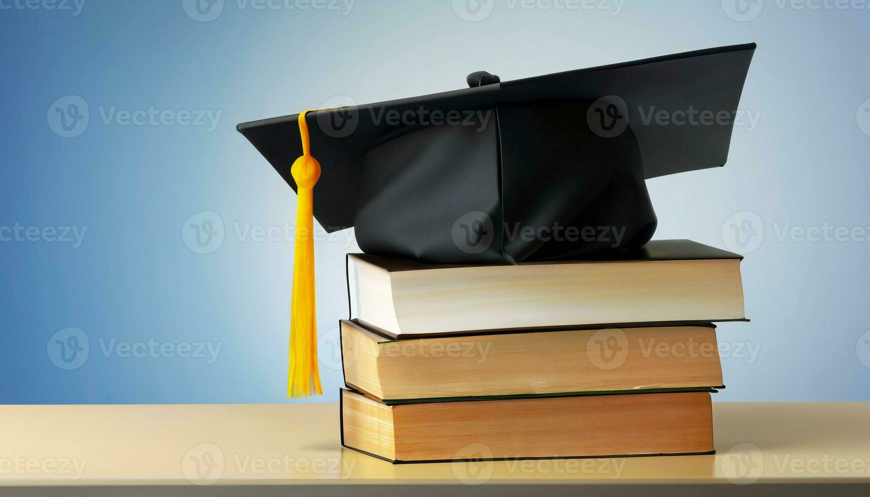 Graduate college, high school or university cap. Graduation hat of degree ceremony. photo