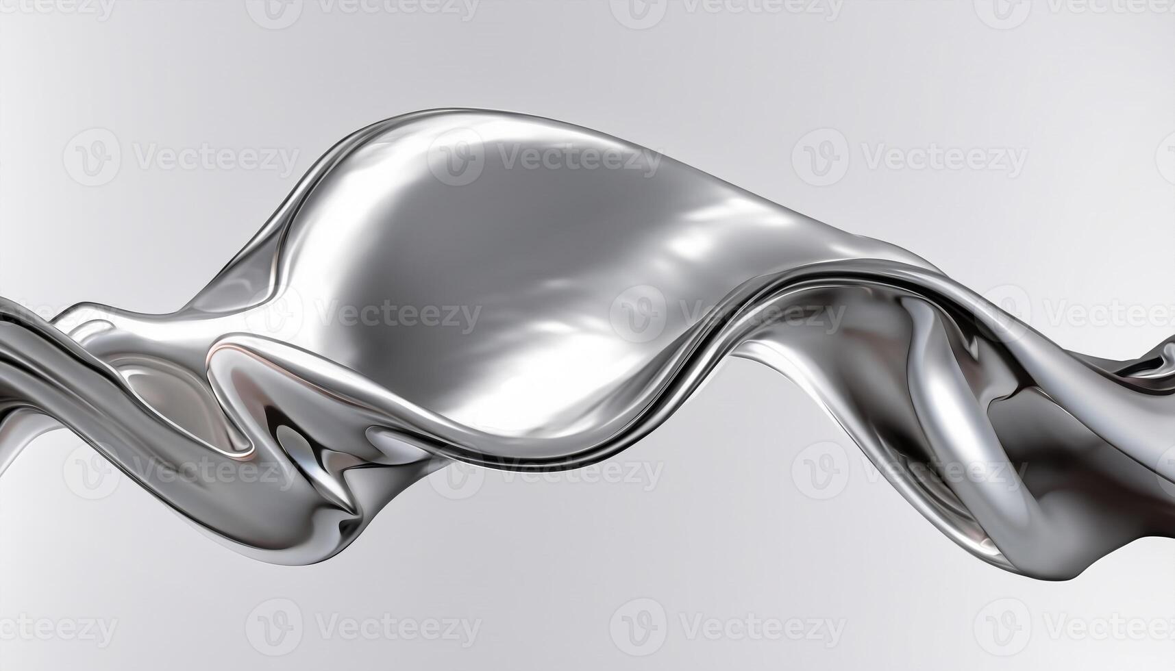 Abstract silver gradient background. Flow chrome liquid metal waves. photo