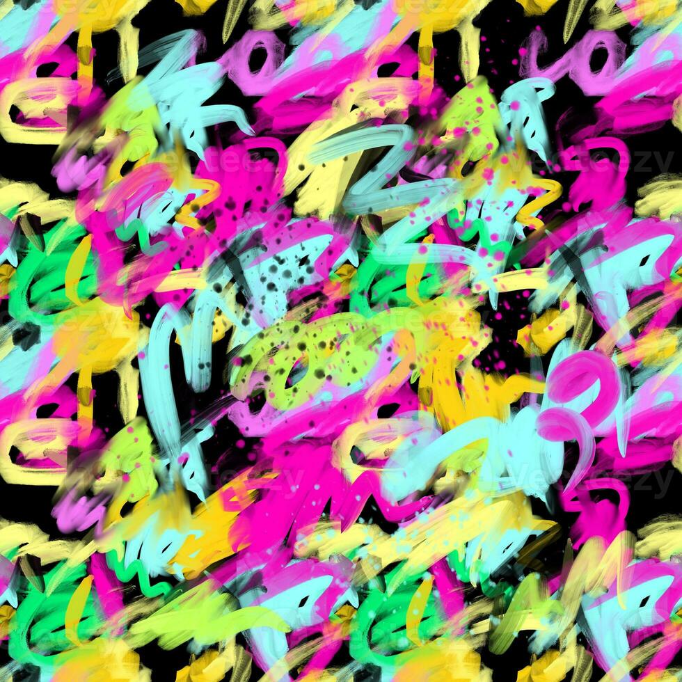 Abstract colorful painted seamless pattern, brush strokes background with canvas texture. Youth style. Can be used for printing  fabrics, membrane photo