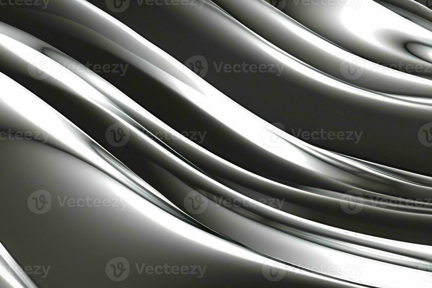 Abstract silver gradient background. Flow chrome liquid metal waves. AI Generative photo