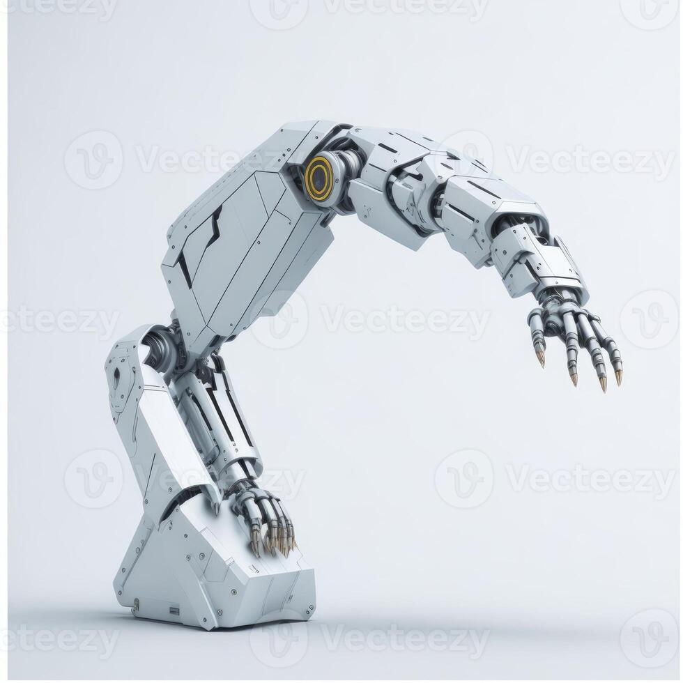 Robotic arm on white background, future technology concept. photo